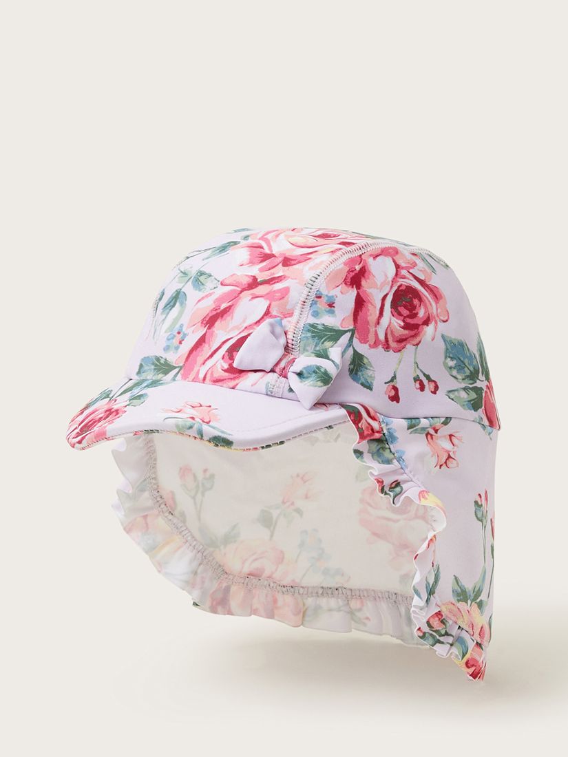 Monsoon Baby Floral Print Cap, Lilac, 0-12 months