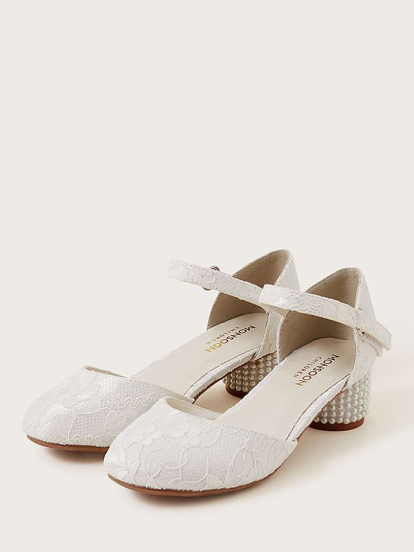 Buy Monsoon Kids' Pretty Lacey Bead Two Part Shoes, Ivory Online at johnlewis.com