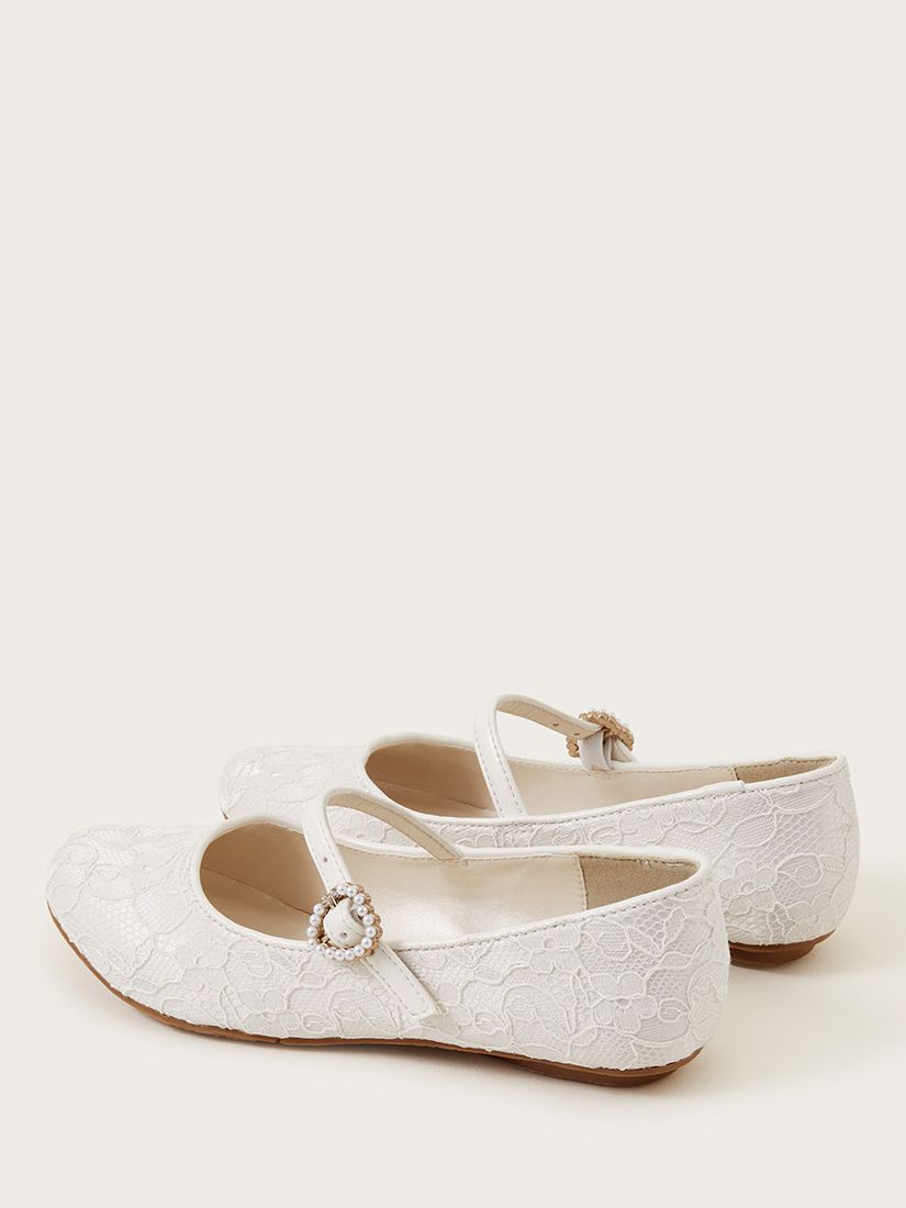 Monsoon Kids' Pretty Lacey Ballerina Shoes, Ivory at John Lewis & Partners