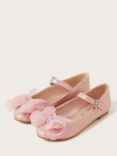 Monsoon Kids' Kali Patent Diamante Ballerina Shoes, Pink, Pink