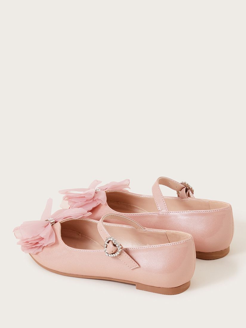 Monsoon Kids' Kali Patent Diamante Ballerina Shoes, Pink, 4