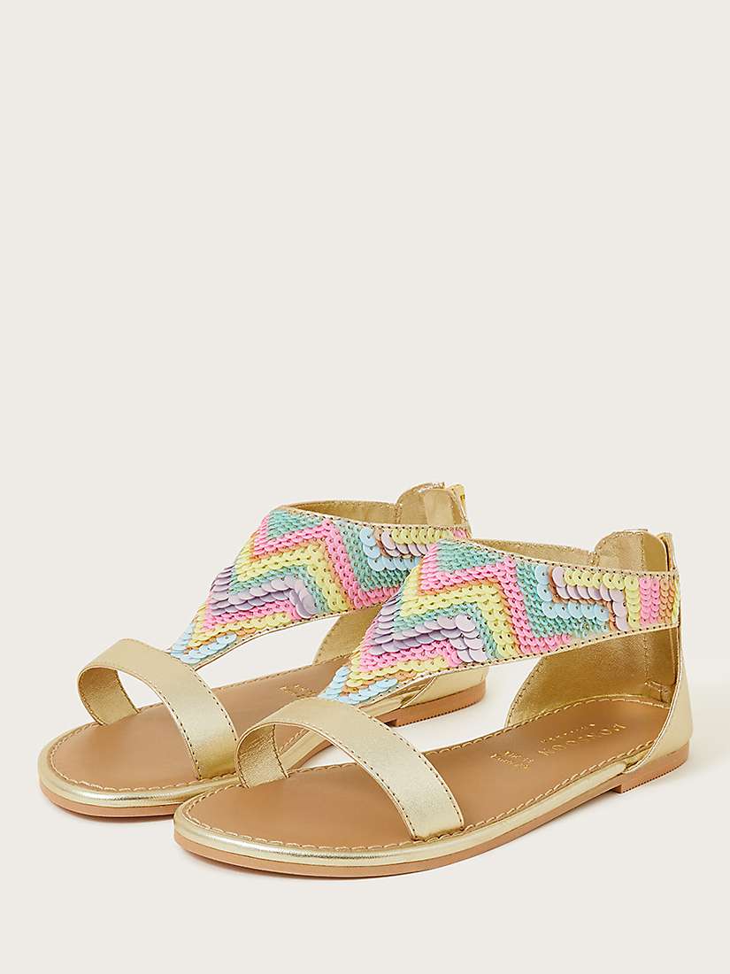 Buy Monsoon Kids' Sequin Rainbow Sandals, Multi Online at johnlewis.com