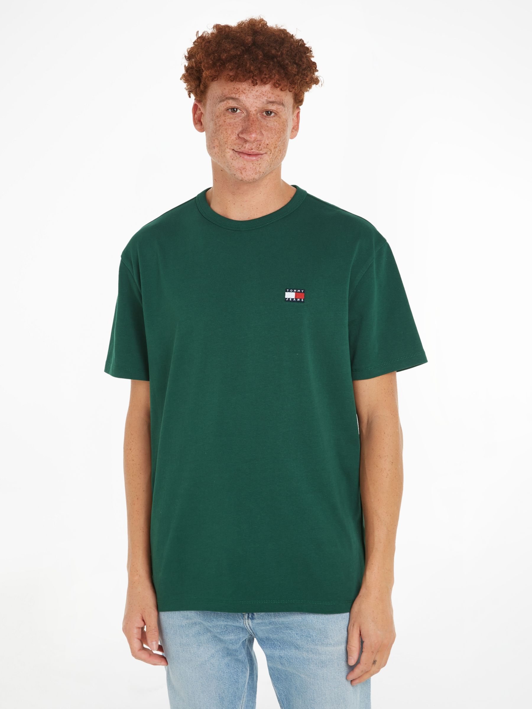 Tommy Hilfiger Tommy Jeans Badge Cotton T-Shirt, Court Green, XS