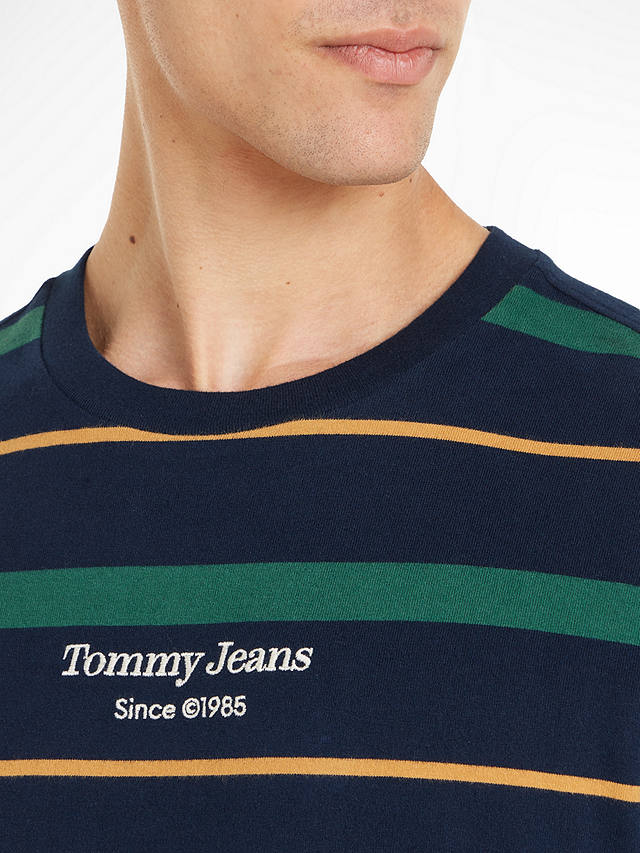 Tommy Jeans Stripe Long Sleeve T-Shirt, Navy/Multi