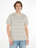 Tommy Jeans Rib Knit Stripe Short Sleeve T-Shirt, Newsprint/Multi
