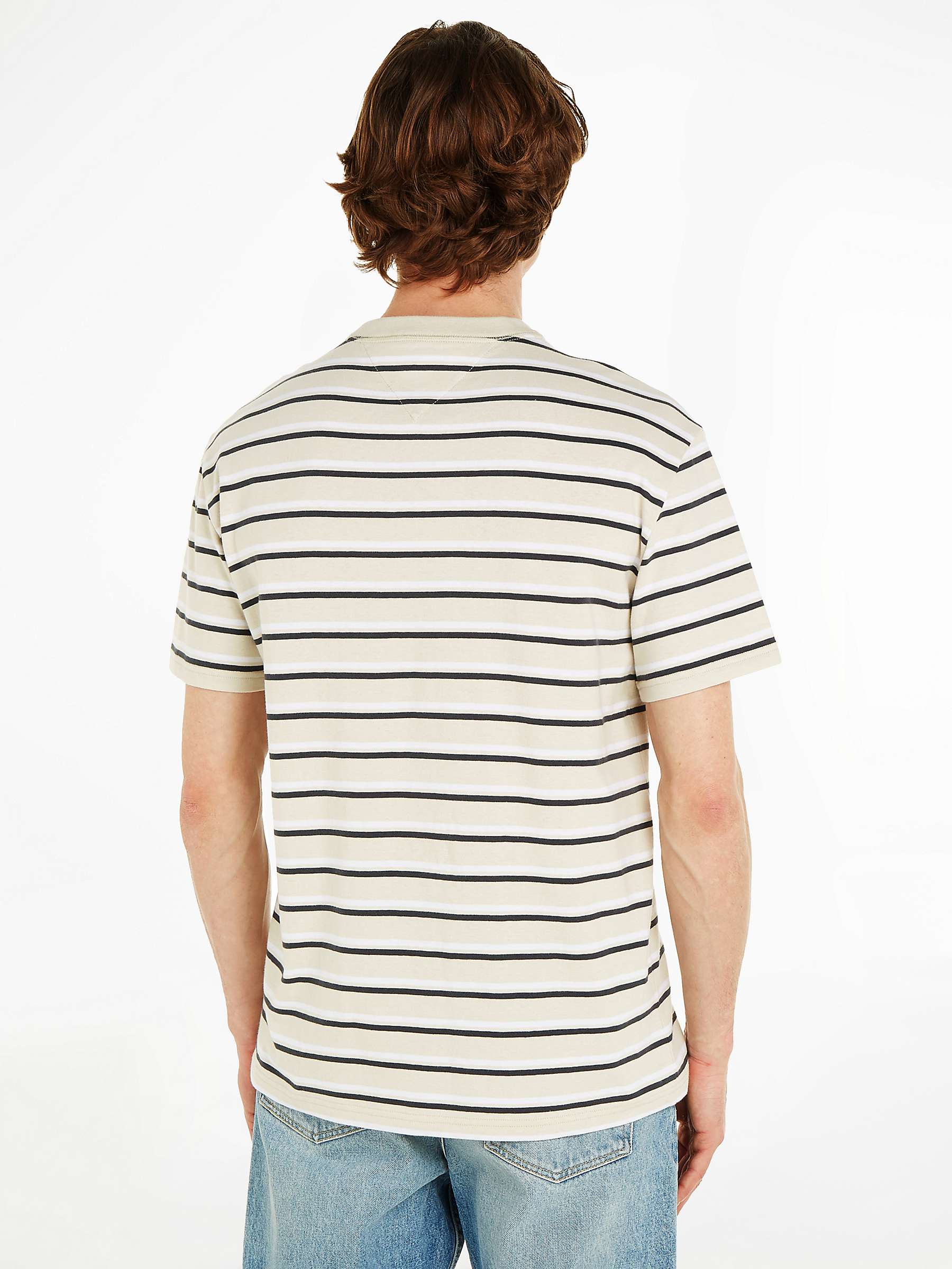 Buy Tommy Jeans Rib Knit Stripe Short Sleeve T-Shirt, Newsprint/Multi Online at johnlewis.com