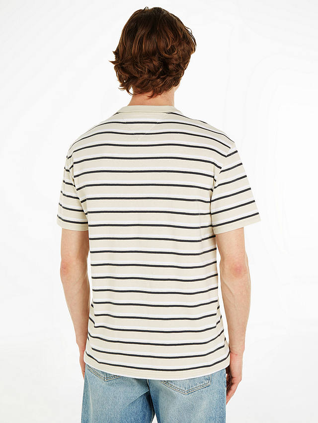 Tommy Jeans Rib Knit Stripe Short Sleeve T-Shirt, Newsprint/Multi