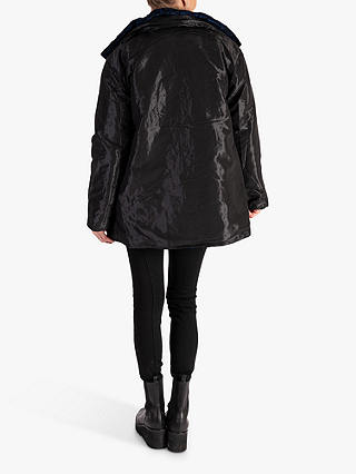 chesca Paisley Flocked Quilted Reversible Coat, Navy/Black