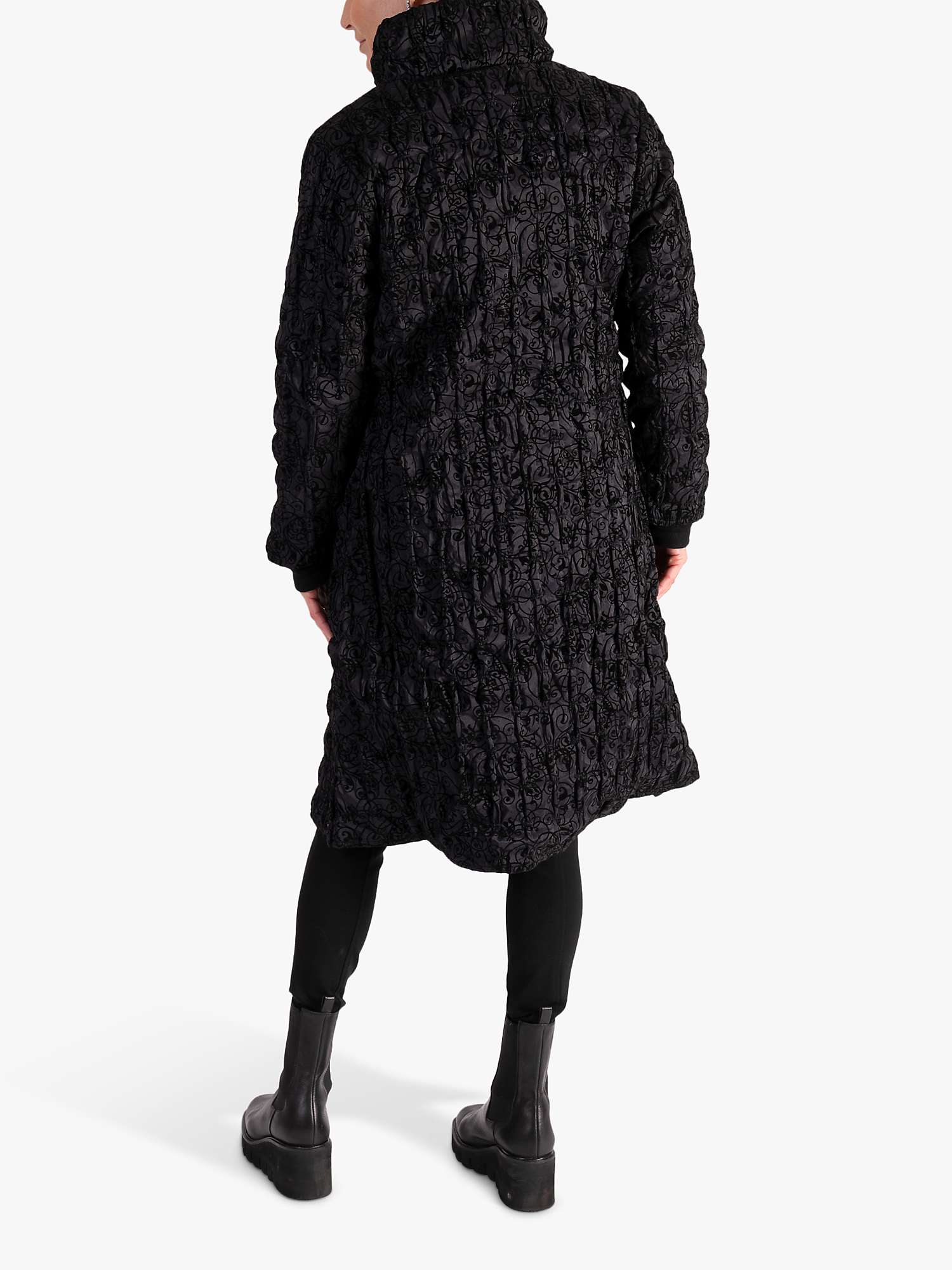 Buy chesca Swirl Flocked Quilted Reversible Long Coat, Black/Black Online at johnlewis.com