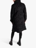 chesca Swirl Flocked Quilted Reversible Long Coat, Black/Black