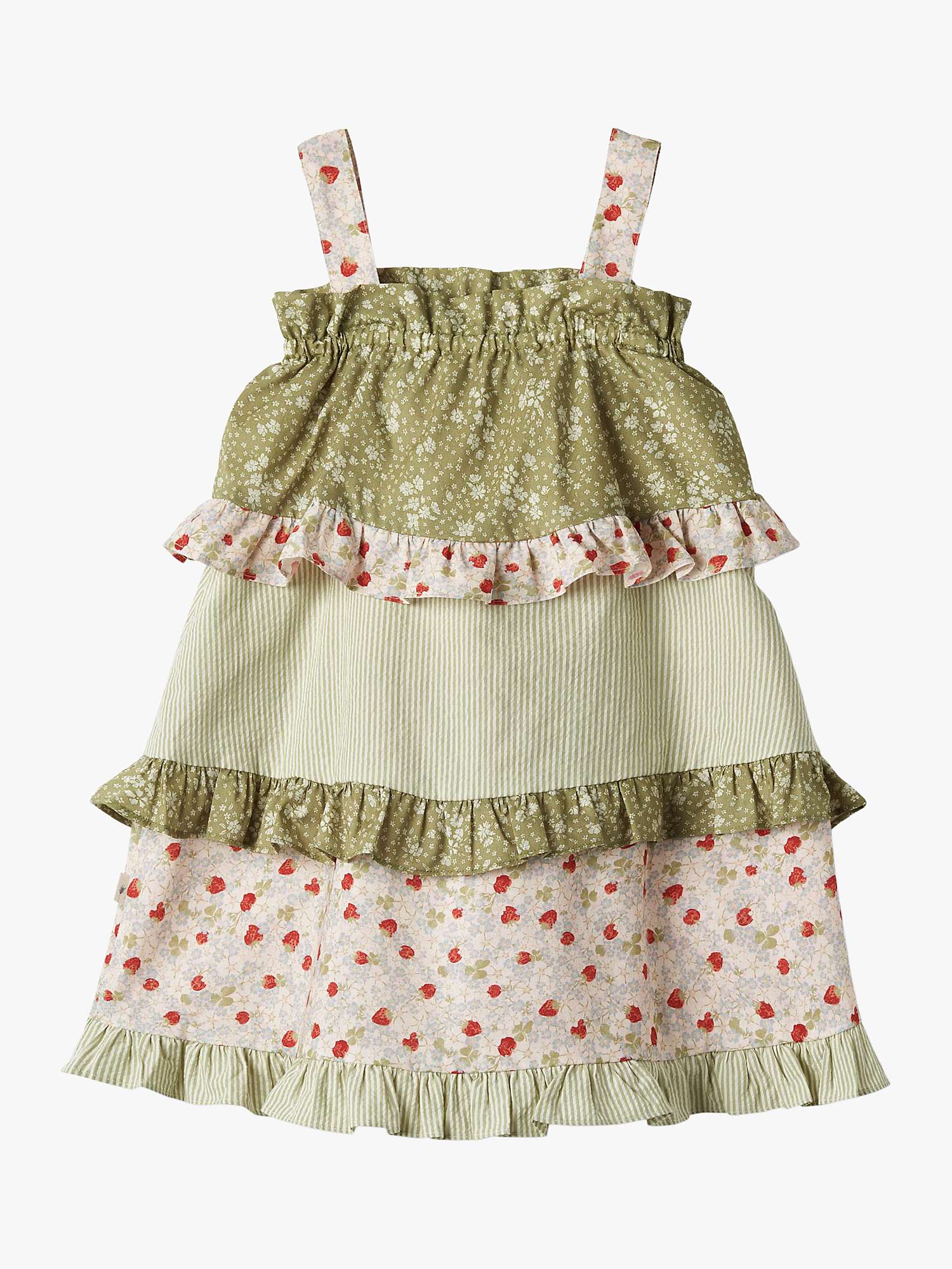 Buy WHEAT Kids' Leah Gathered Layer Dress, Olive/Multi Online at johnlewis.com