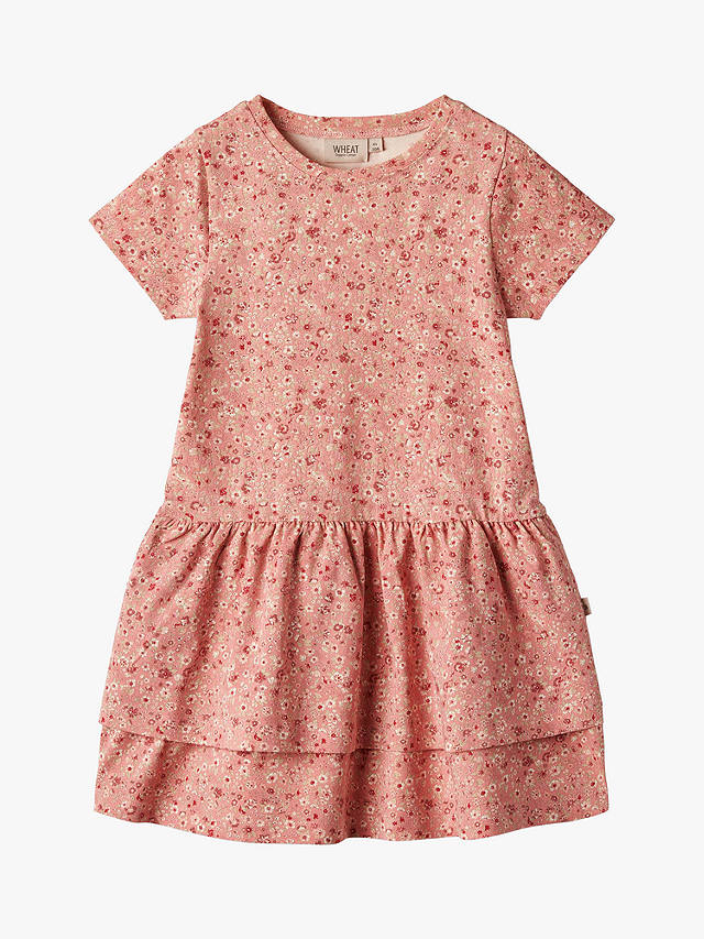 WHEAT Kids' Johanna Organic Cotton Blend Floral Print Dress, Coral