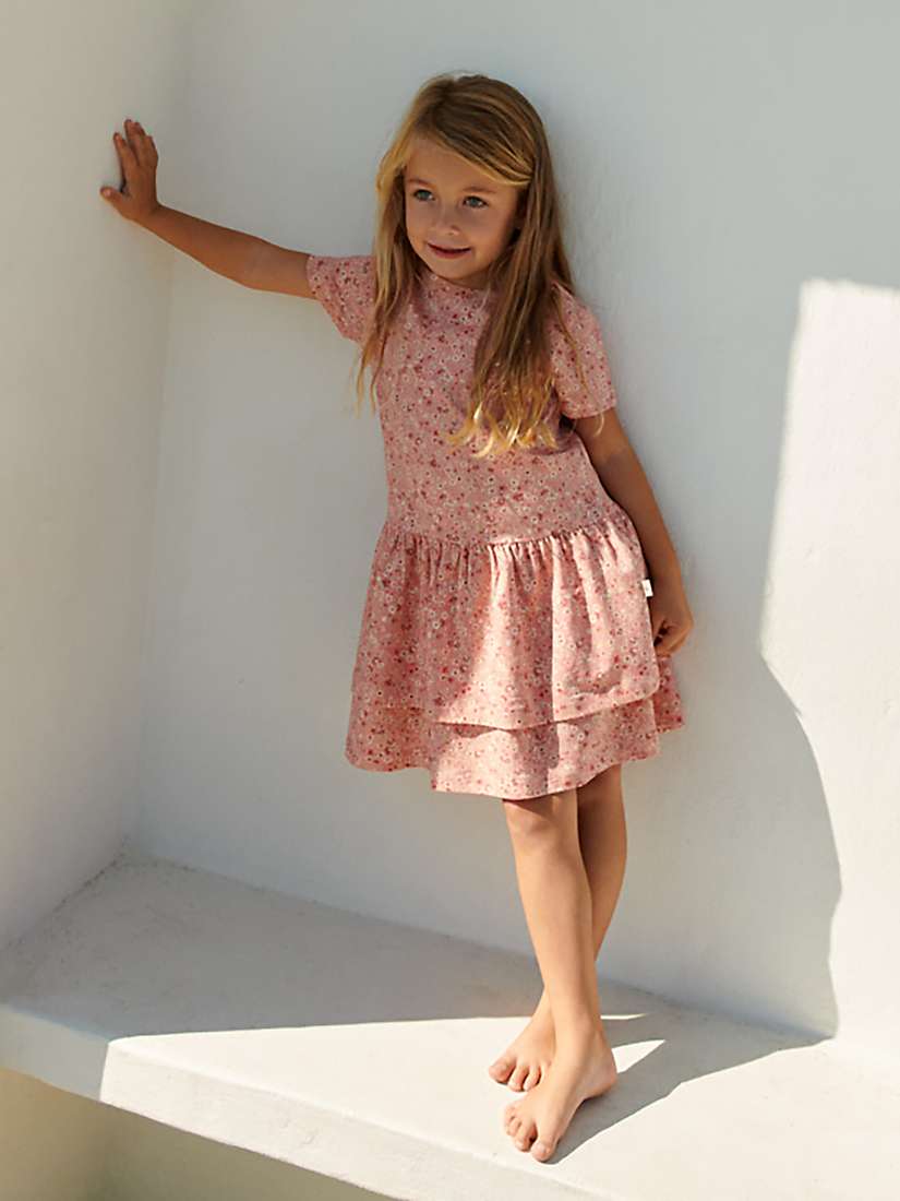 Buy WHEAT Kids' Johanna Organic Cotton Blend Floral Print Dress, Coral Online at johnlewis.com