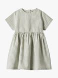 WHEAT Esmaralda Stripe Organic Cotton Dress, Green