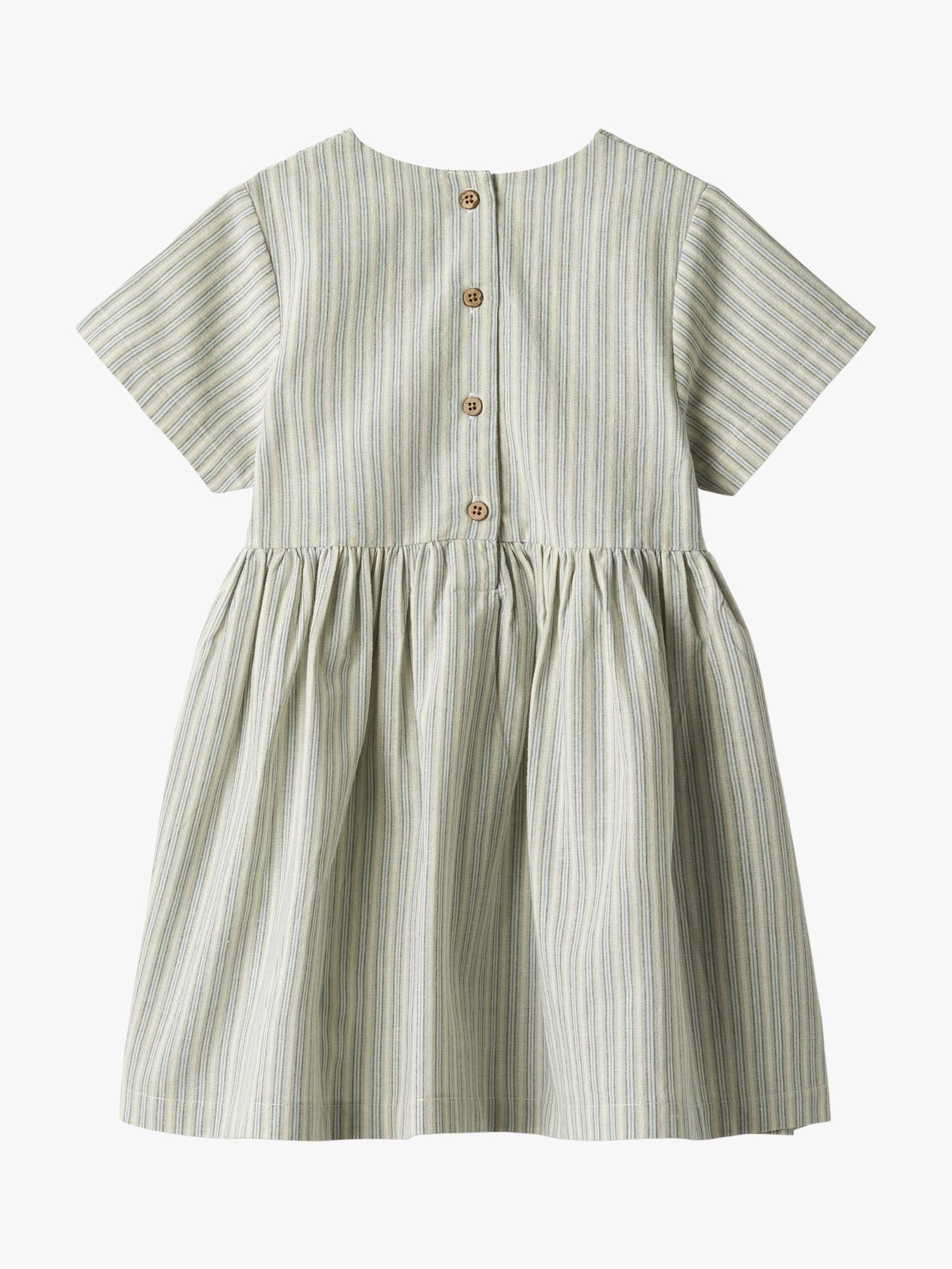 WHEAT Esmaralda Stripe Organic Cotton Dress, Green, 7 years
