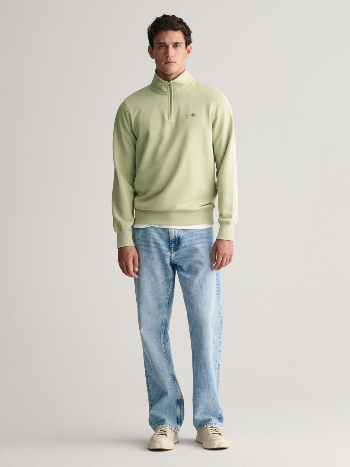 GANT Regular Shield Half Zip Jumper, Milky Matcha, S