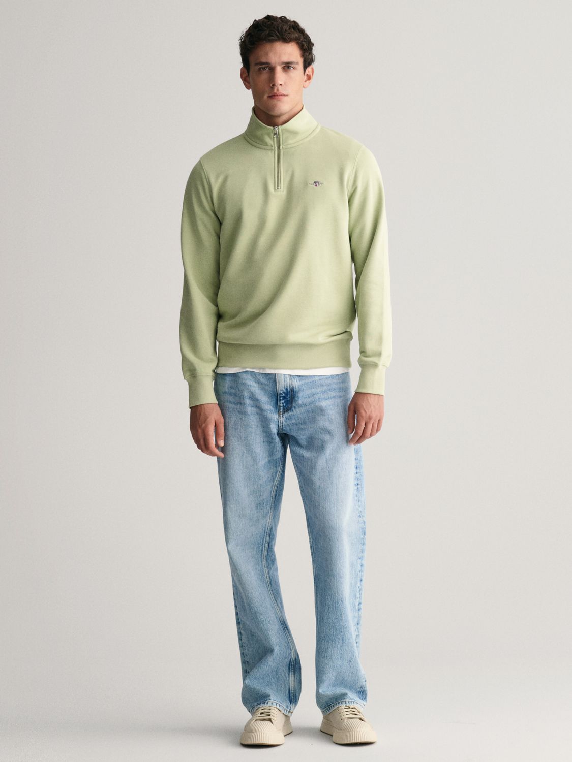 GANT Regular Shield Half Zip Jumper, Milky Matcha, S