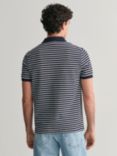 GANT Striped Short Sleeve Pique Polo Shirt, Blue/White