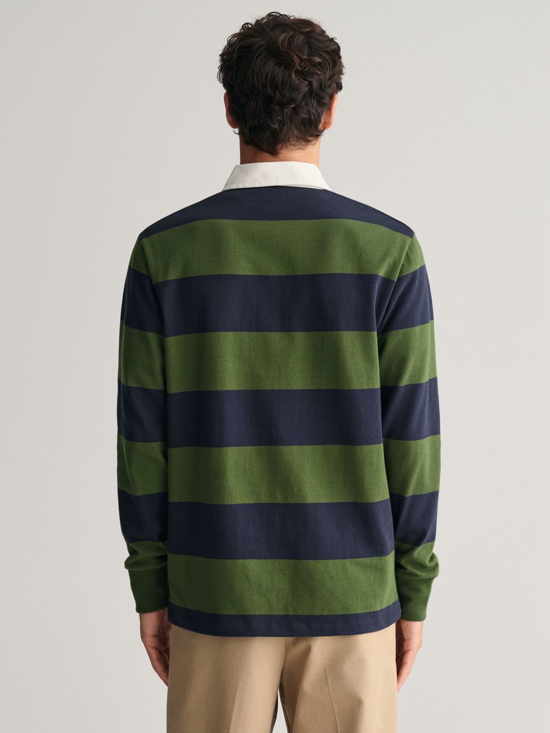 GANT Regular Shield Stripe Polo Shirt, Green/Multi, XXL