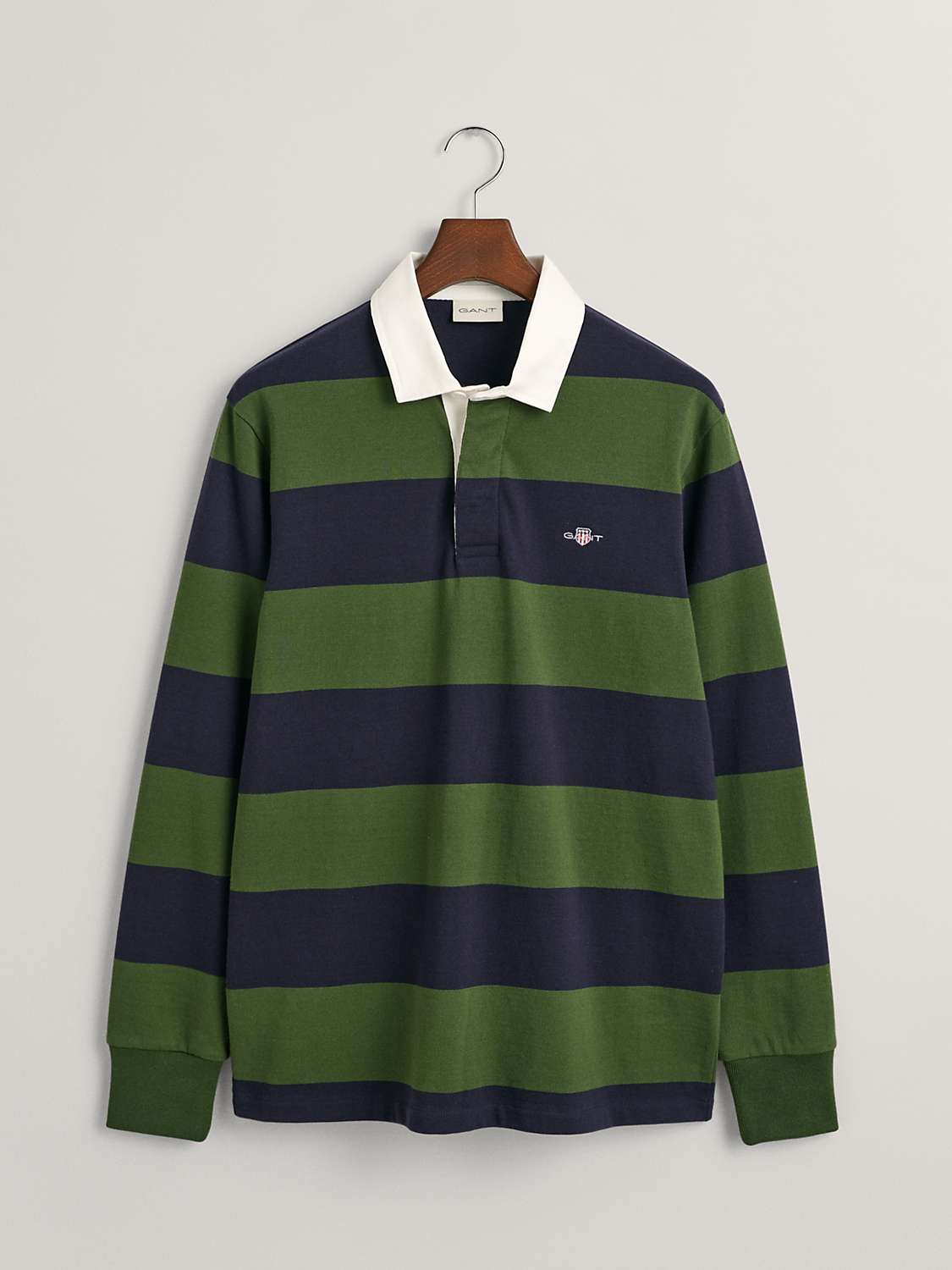 Buy GANT Regular Shield Stripe Polo Shirt, Green/Multi Online at johnlewis.com
