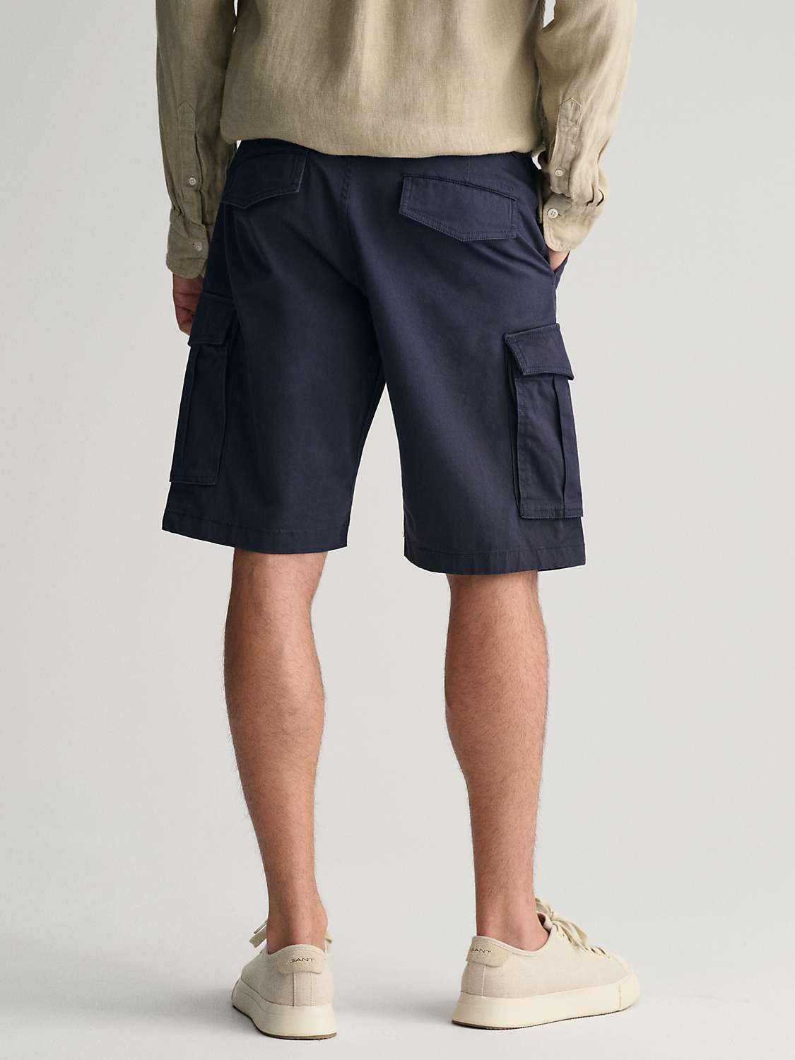 Buy GANT Relaxed Twill Cargo Shorts, Marine Online at johnlewis.com