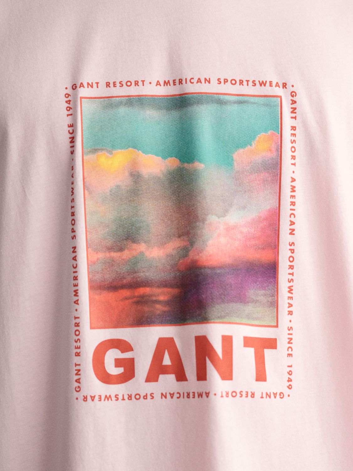 GANT Washed Graphic Short Sleeve T-Shirt, Pink/Multi, XL