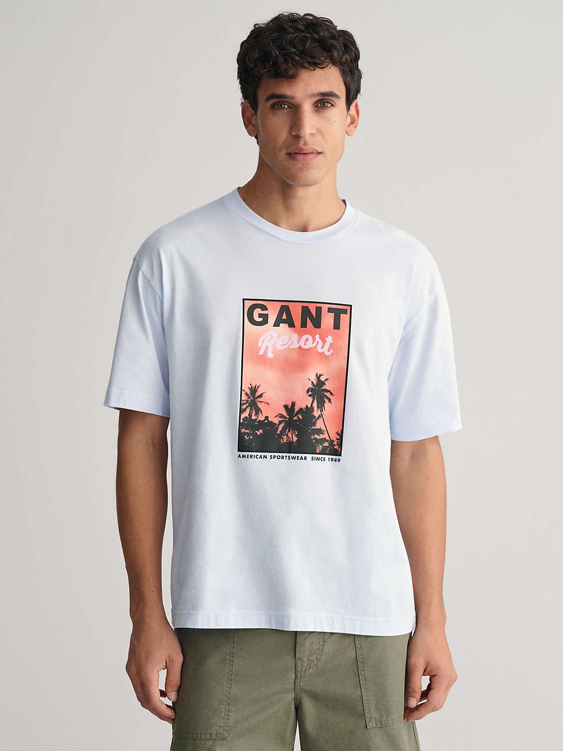 Buy GANT Washed Graphic Short Sleeve T-Shirt, Light Blue/Multi Online at johnlewis.com