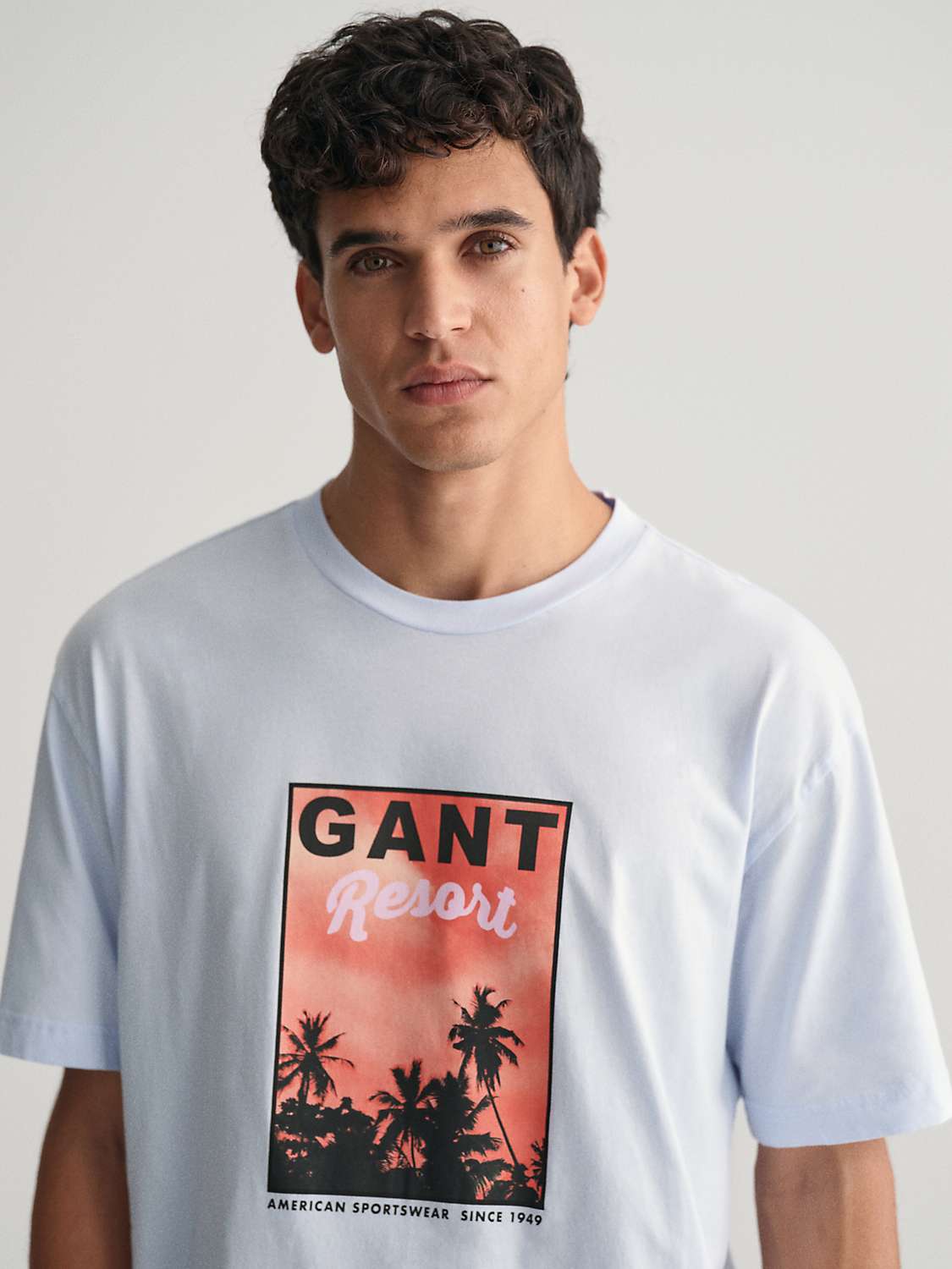 Buy GANT Washed Graphic Short Sleeve T-Shirt, Light Blue/Multi Online at johnlewis.com