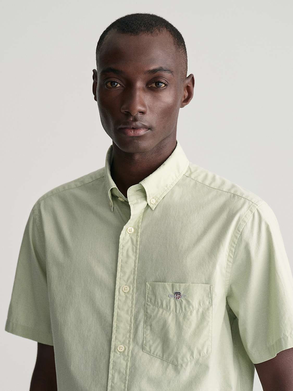 Buy GANT Regular Fit Short Sleeve Poplin Shirt, Milky Matcha Online at johnlewis.com