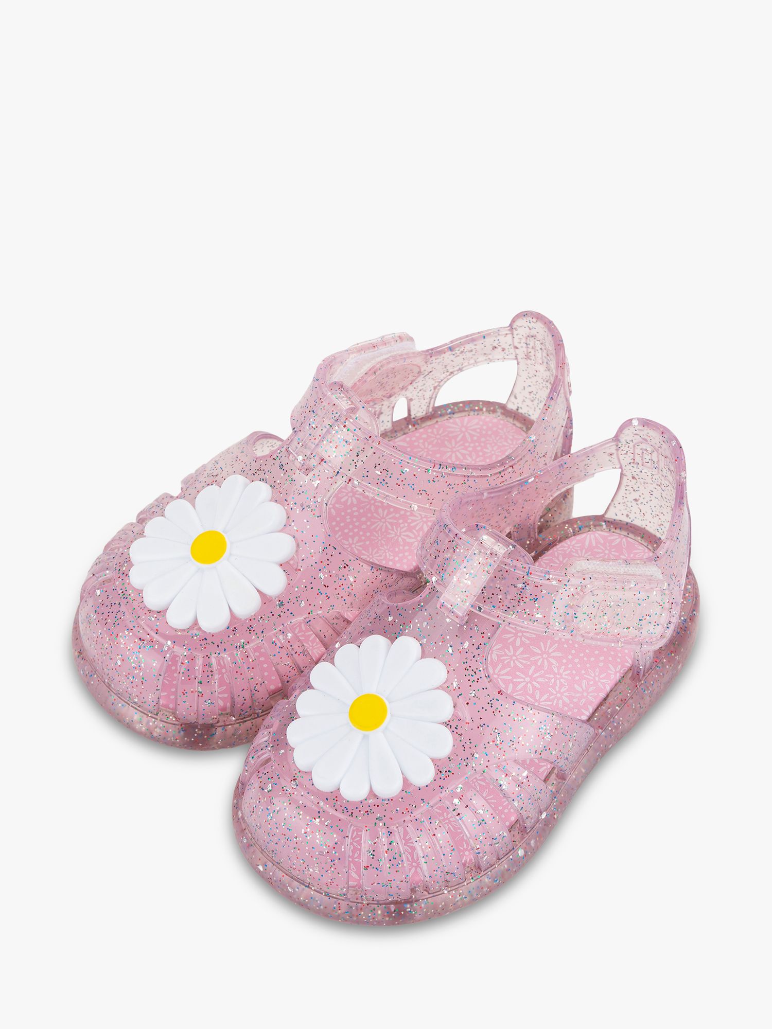 IGOR Kids' Tobby Gloss Glitter Floral Jelly Sandals, Pink, 20