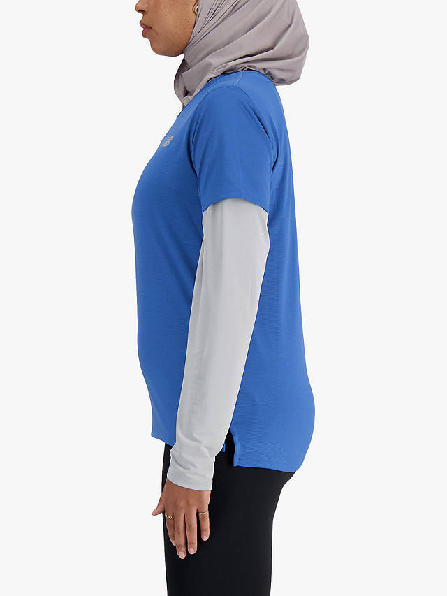 New Balance Women's Short Sleeve Top, Blue Agate