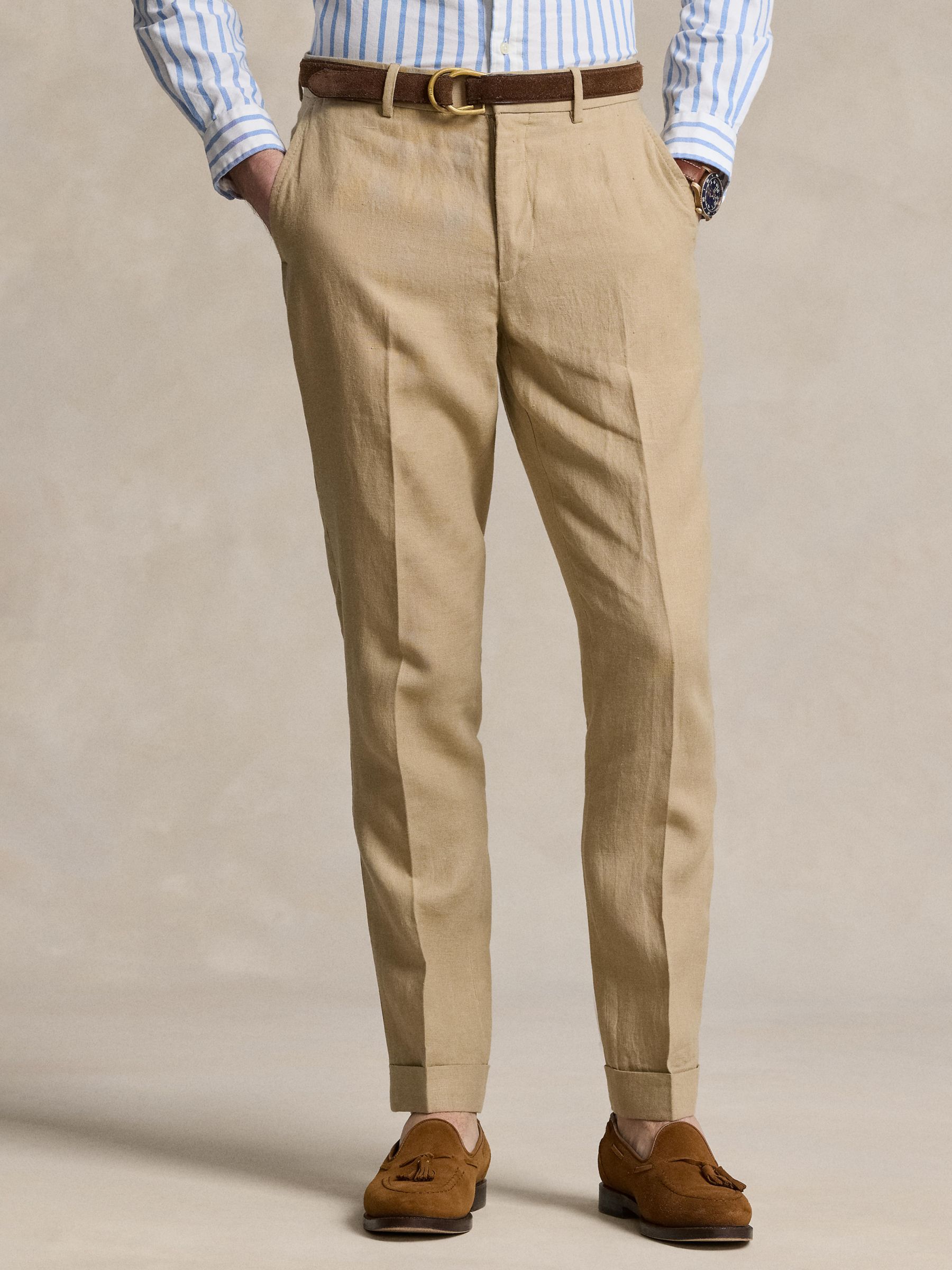 Ralph Lauren Linen Suit Trousers, Beige, 32R