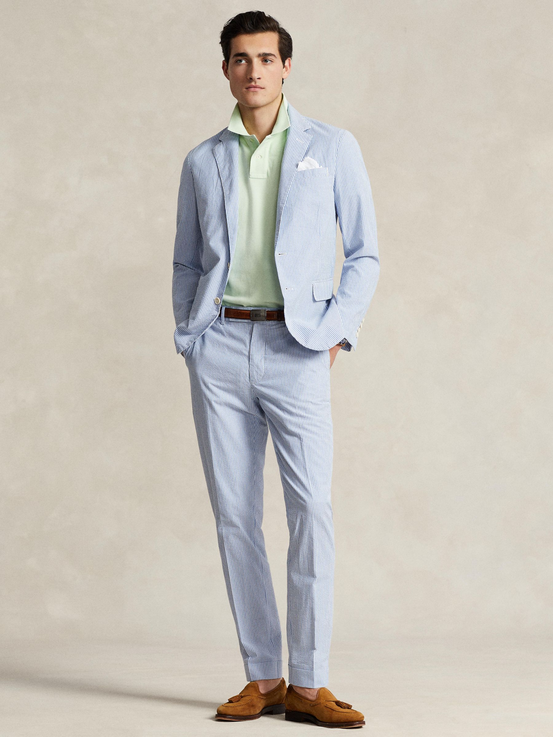 Buy Ralph Lauren Seersucker Suit Trousers, Blue/White Online at johnlewis.com