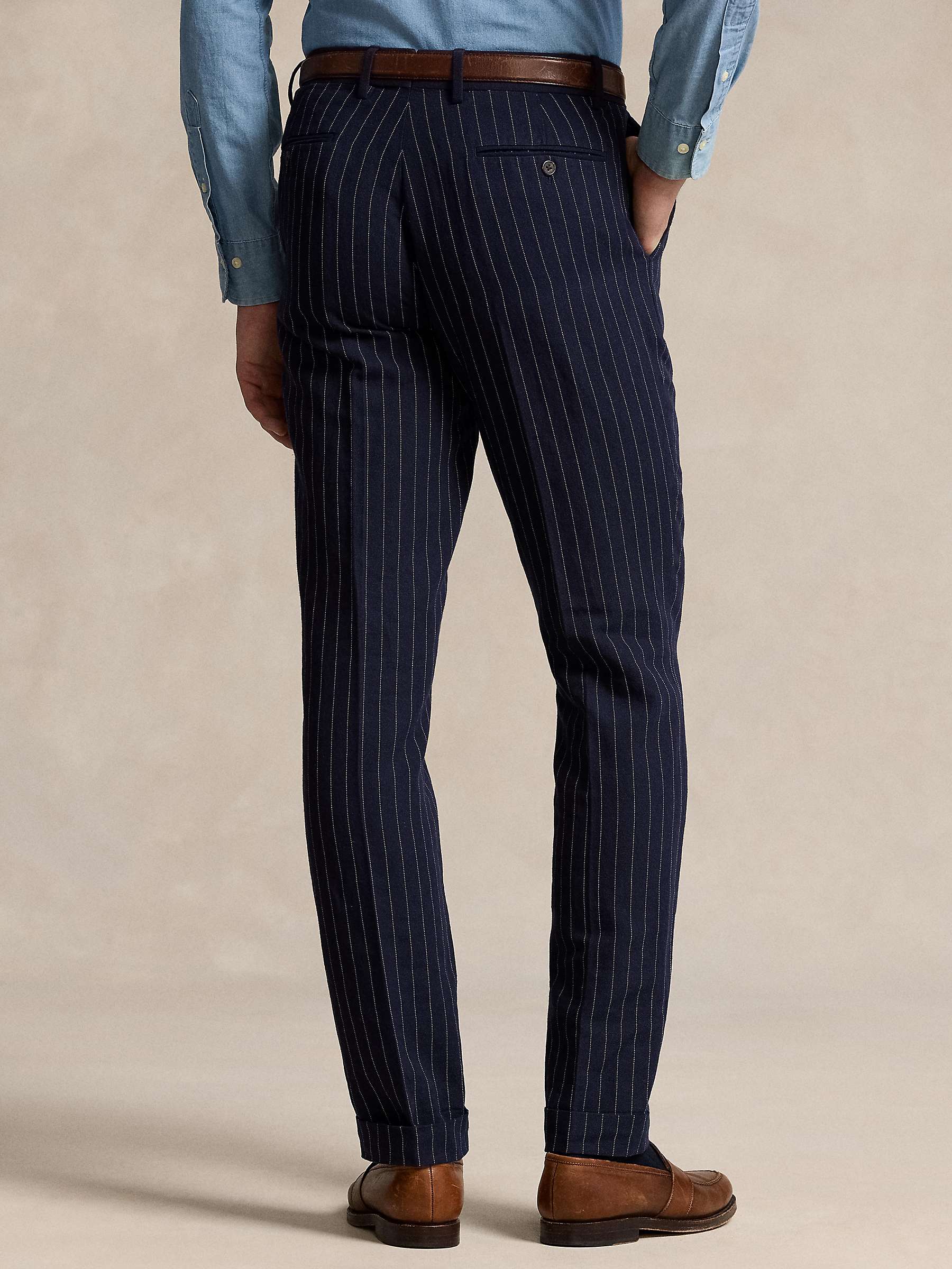 Buy Ralph Lauren Pinstripe Twill Suit Trousers, Navy/Cream Online at johnlewis.com