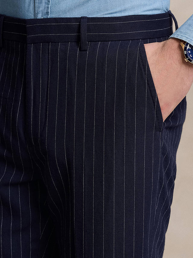 Ralph Lauren Pinstripe Twill Suit Trousers, Navy/Cream