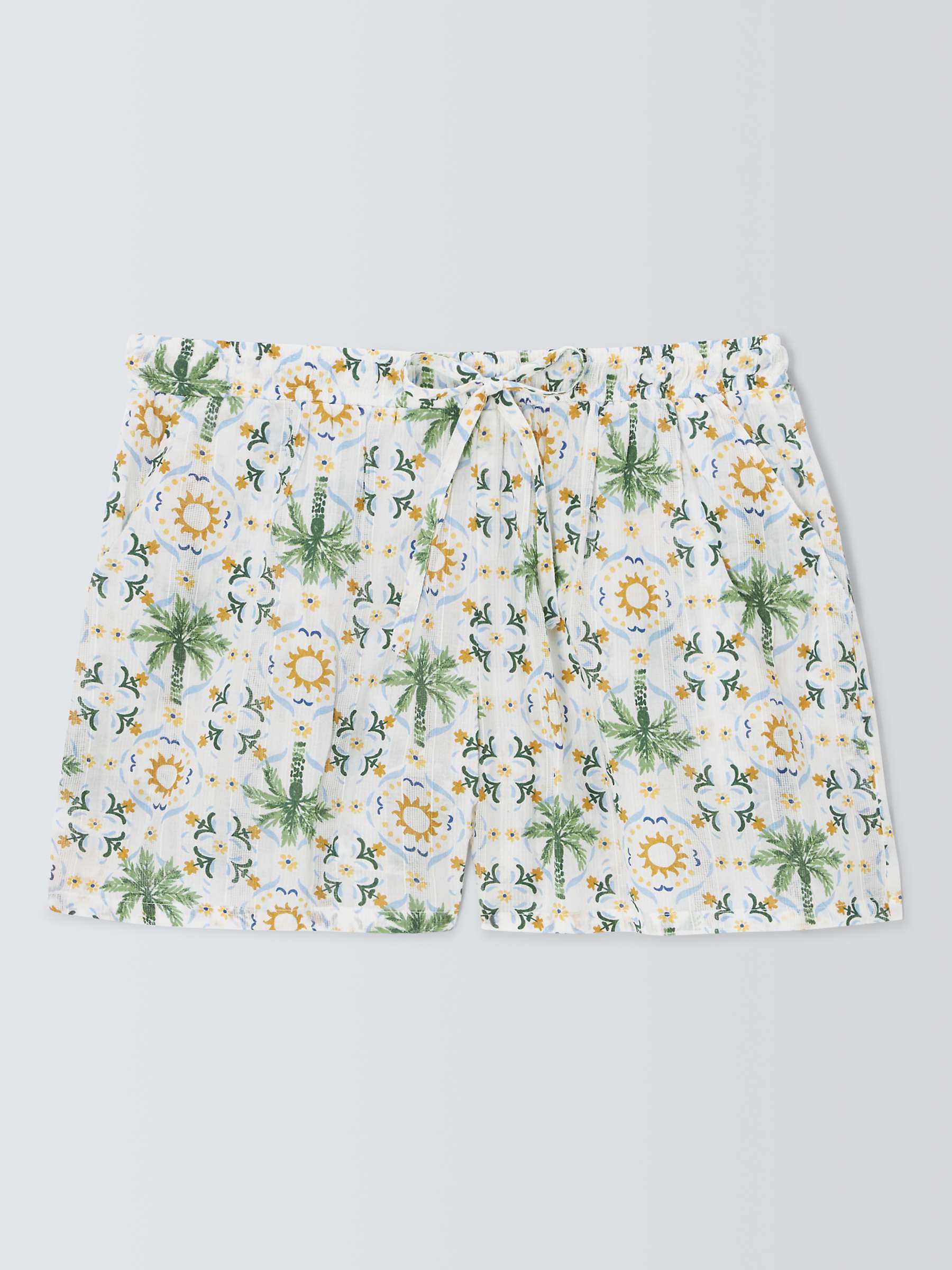 Buy AND/OR Sunset Palm Pyjama Shorts, White/Multi Online at johnlewis.com