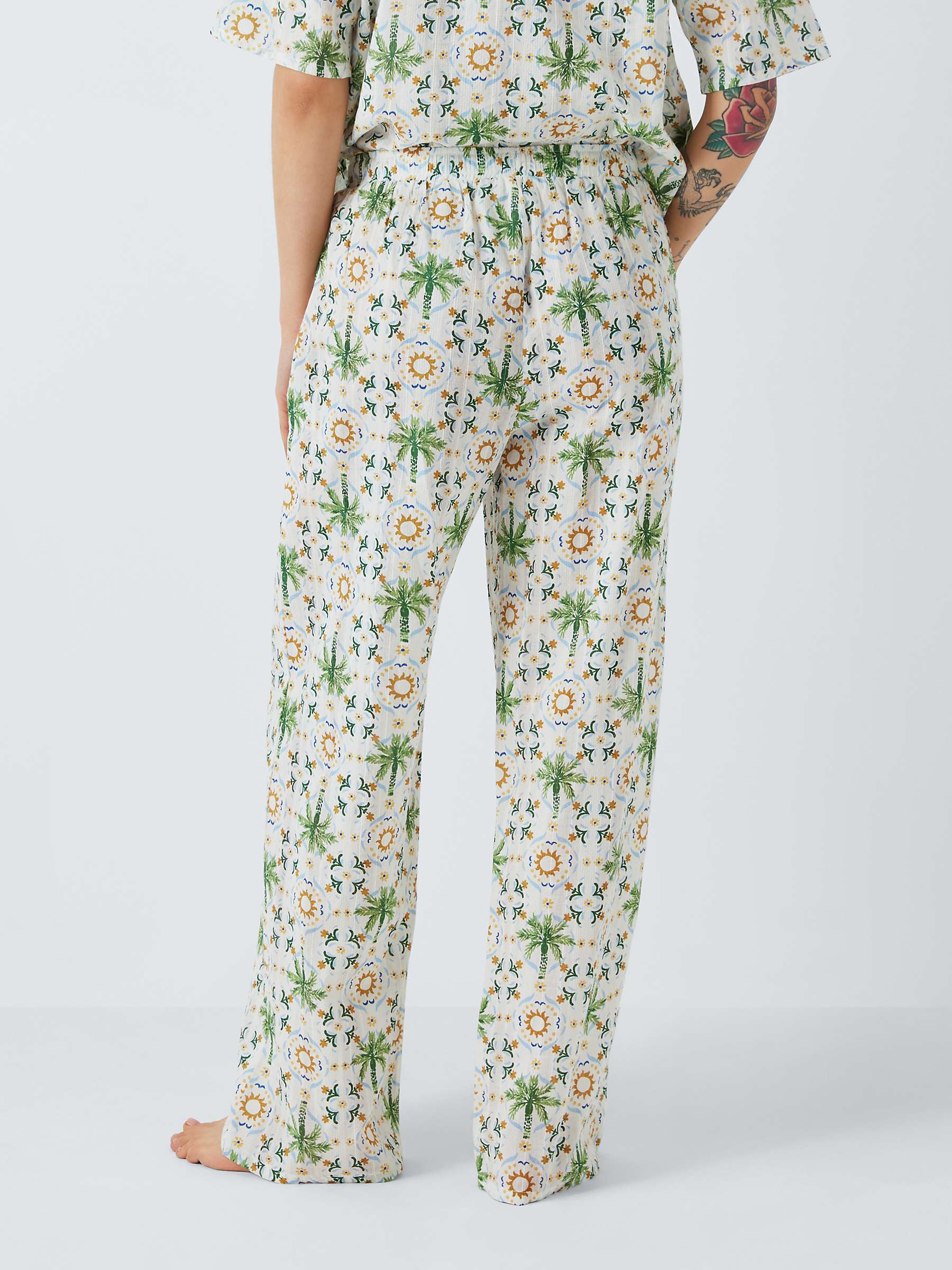 Buy AND/OR Sunset Palm Pyjama Bottoms, White/Multi Online at johnlewis.com