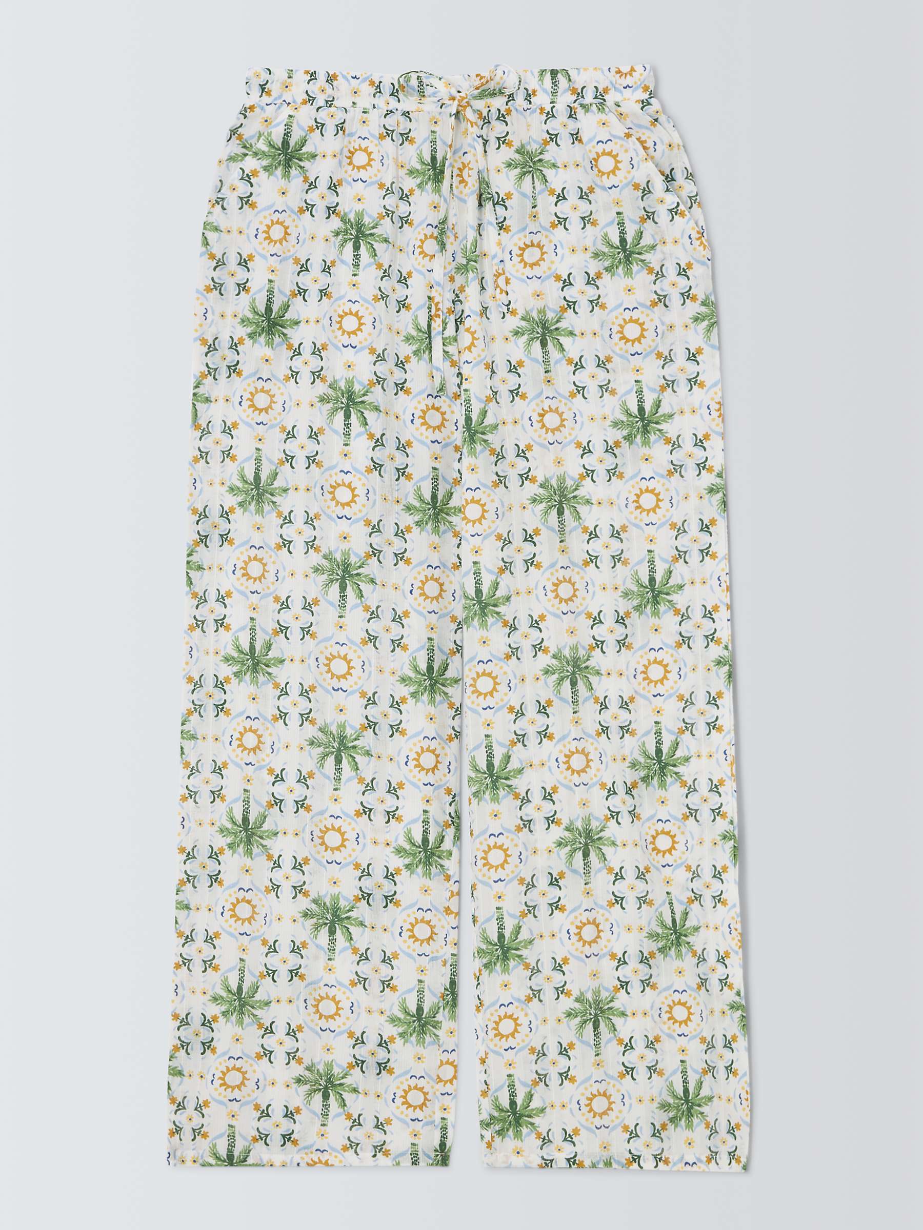 Buy AND/OR Sunset Palm Pyjama Bottoms, White/Multi Online at johnlewis.com