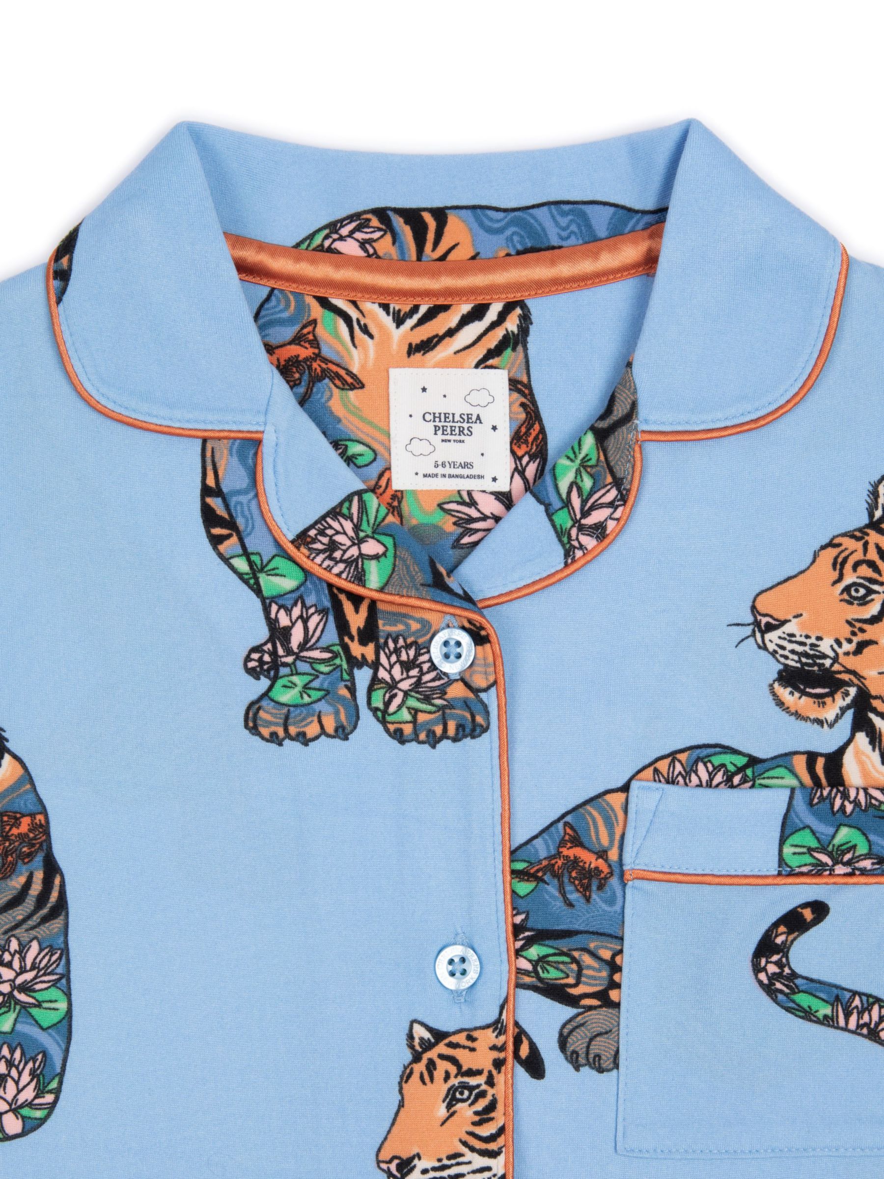 Buy Chelsea Peers Kids' Tiger Print Long Pyjama Set, Blue/Multi Online at johnlewis.com