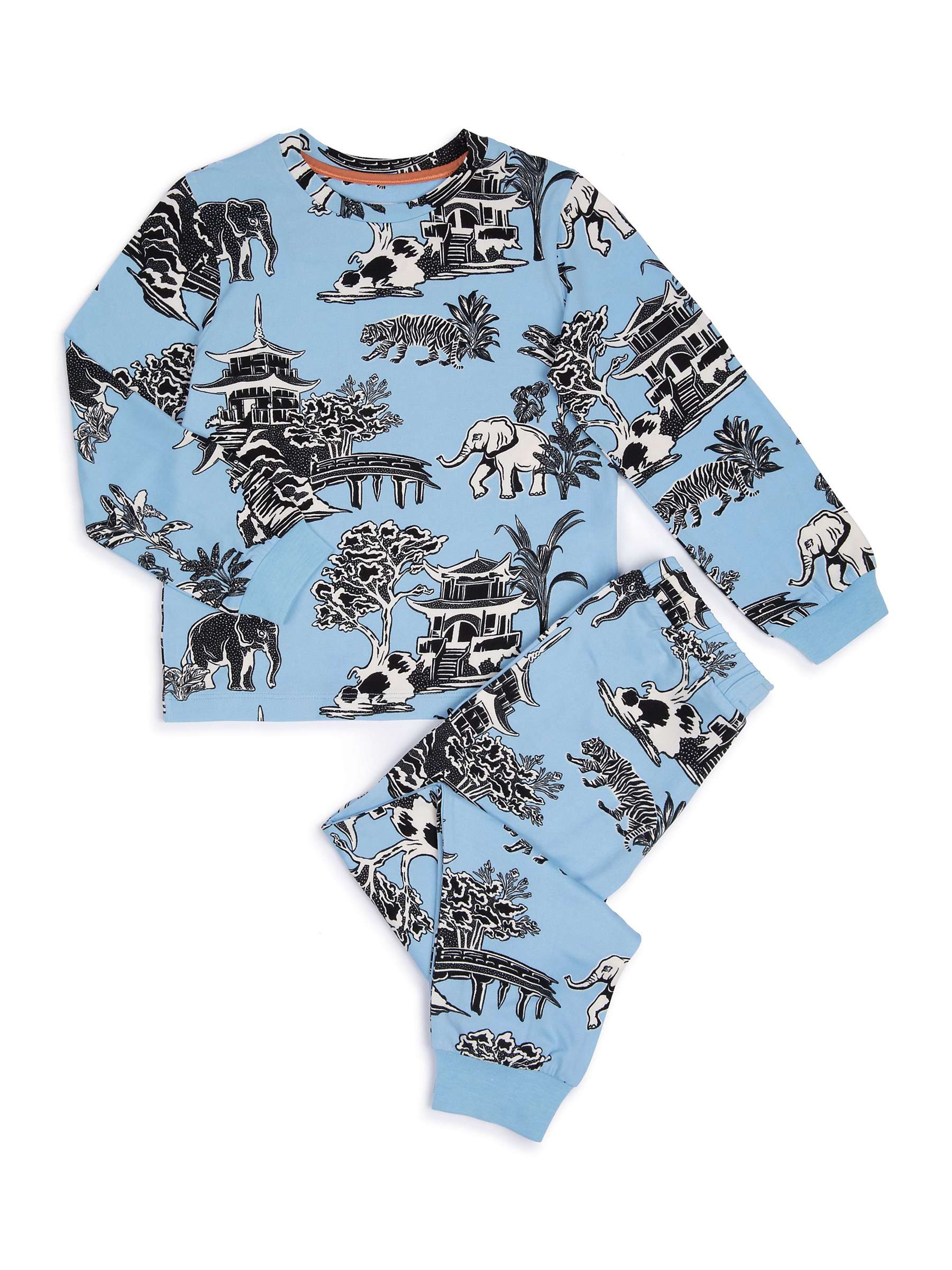 Buy Chelsea Peers Kids' Animal Garden Print Long Pyjama Set, Blue/Multi Online at johnlewis.com