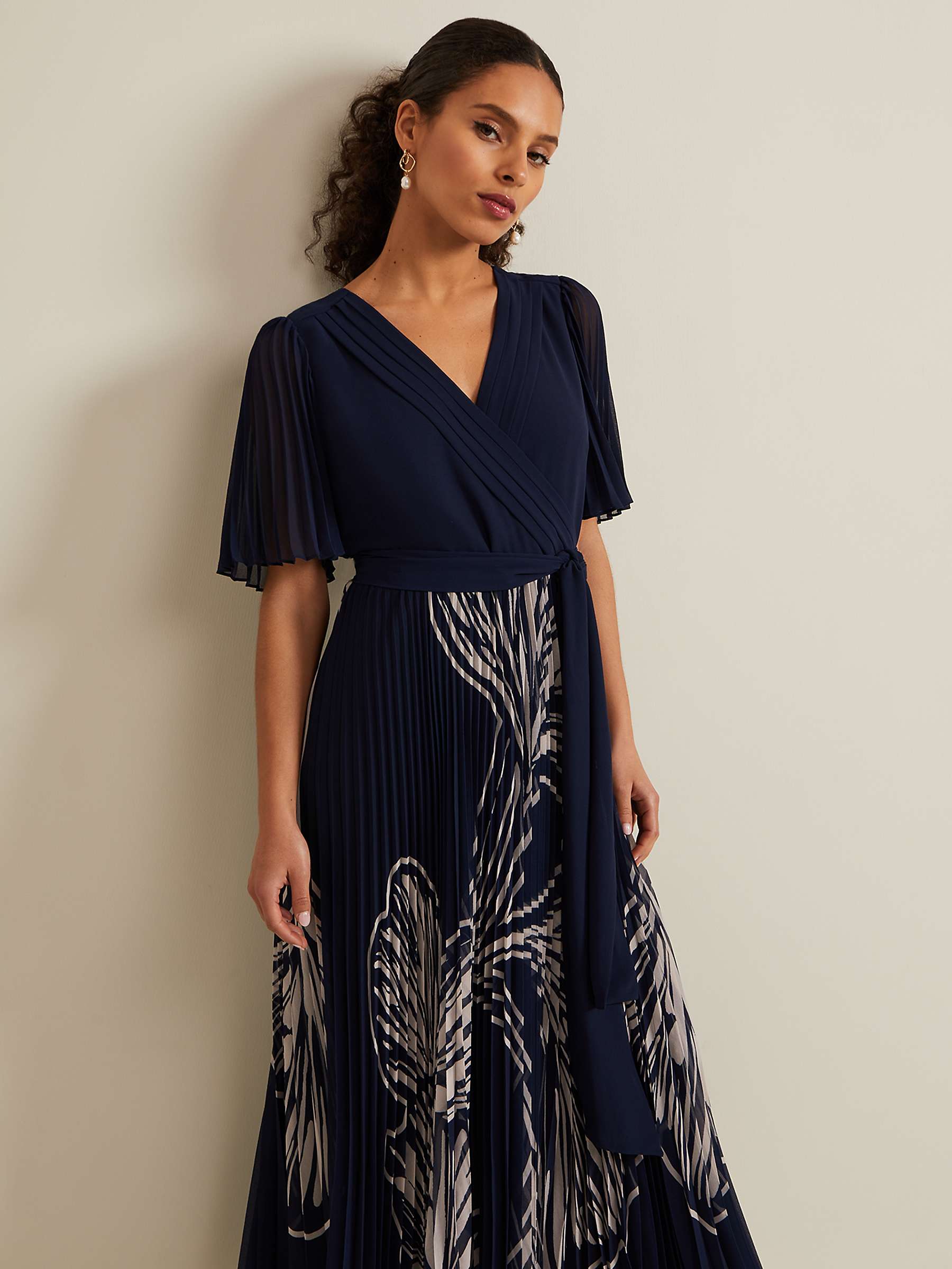 Buy Phase Eight Petite Abigail Print Pleated Midaxi Dress, Multi Online at johnlewis.com