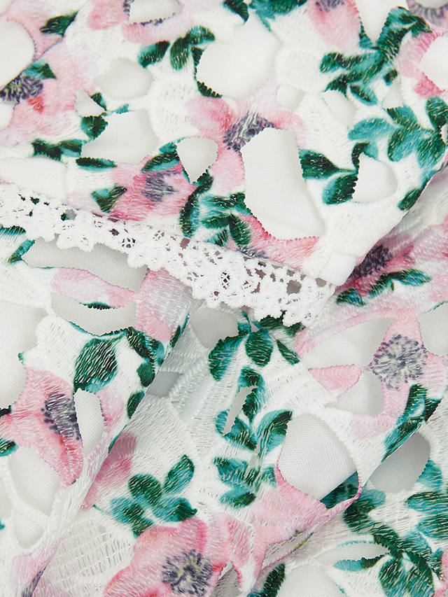 Phase Eight Petite Diana Floral Lace Midi Dress, White/Multi