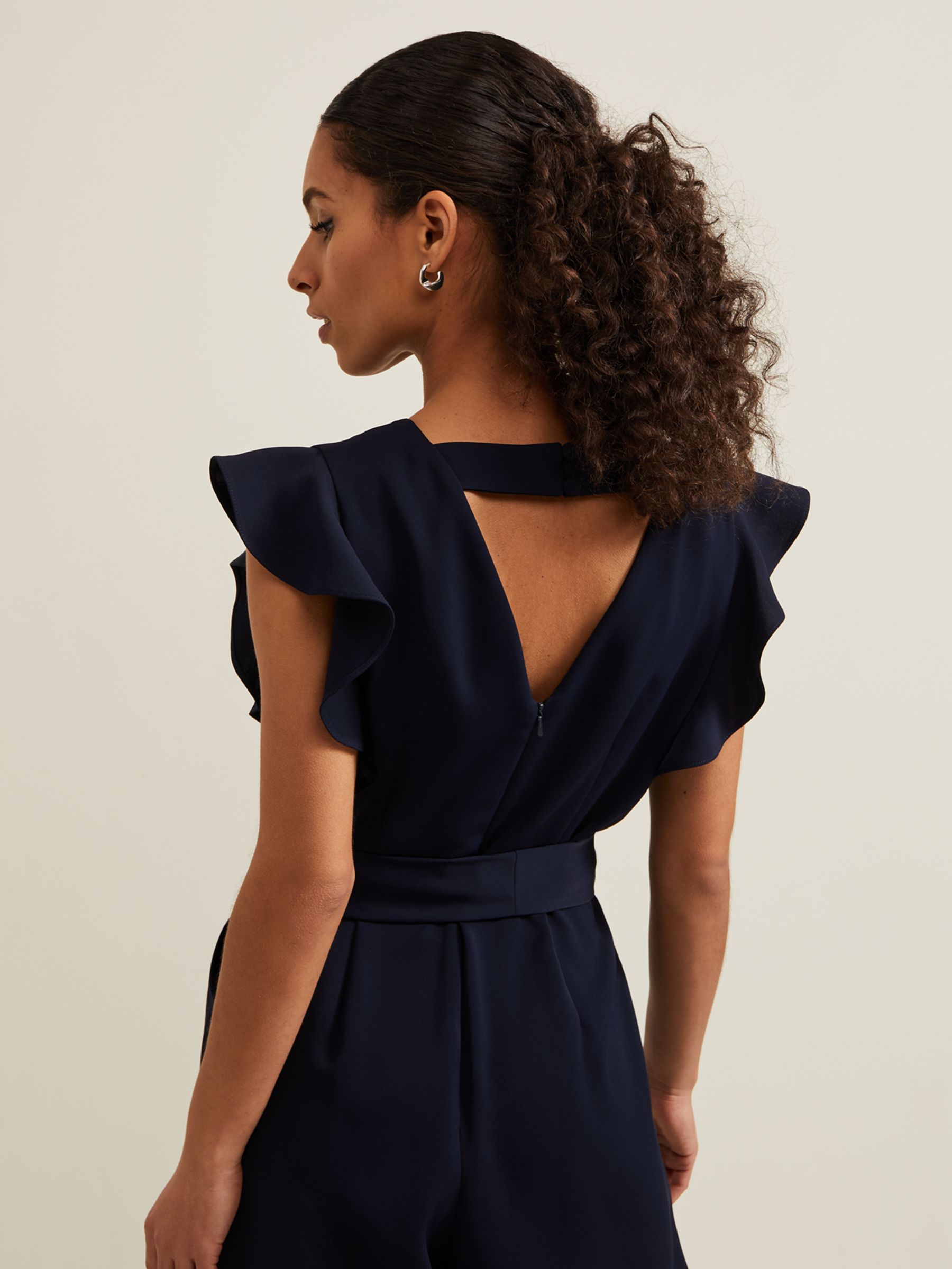 Buy Phase Eight Petite Kallie Frill Sleeve Jumpsuit, Navy Online at johnlewis.com