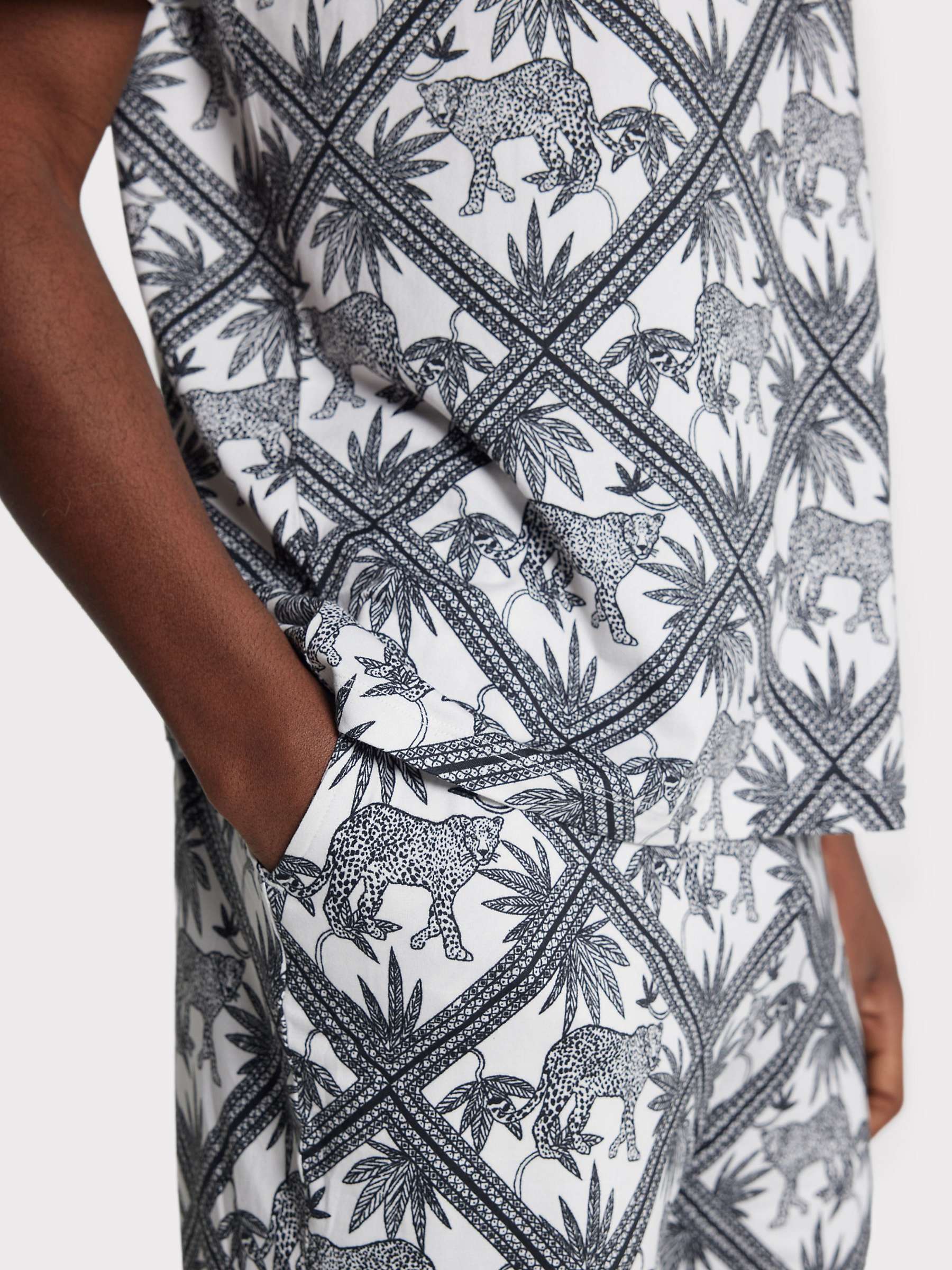 Buy Chelsea Peers Leopard Tile Print Short Pyjama Set, Grey Online at johnlewis.com