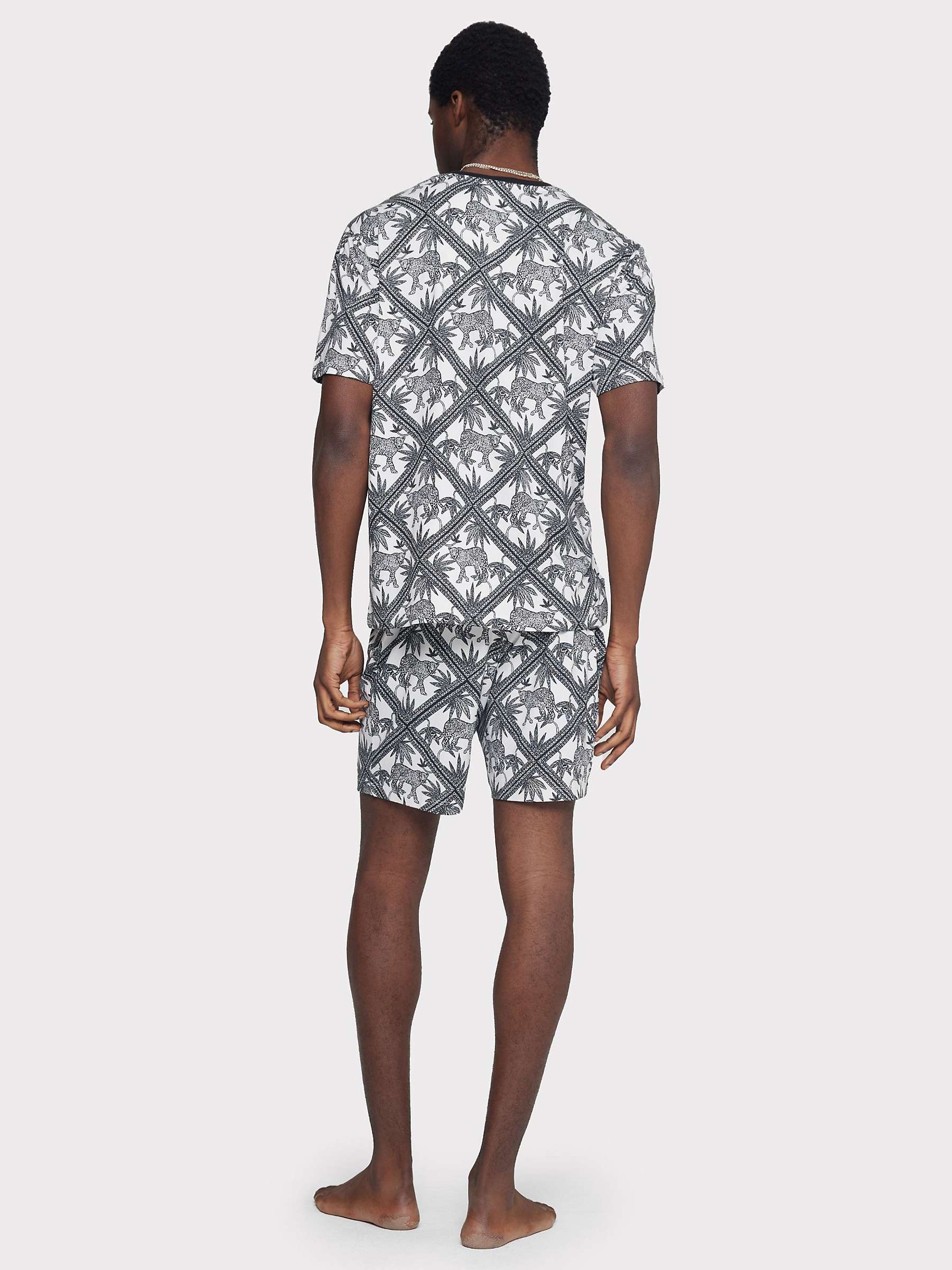 Buy Chelsea Peers Leopard Tile Print Short Pyjama Set, Grey Online at johnlewis.com