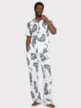 Chelsea Peers Organic Cotton Tiger Print Pyjama Set, Off White