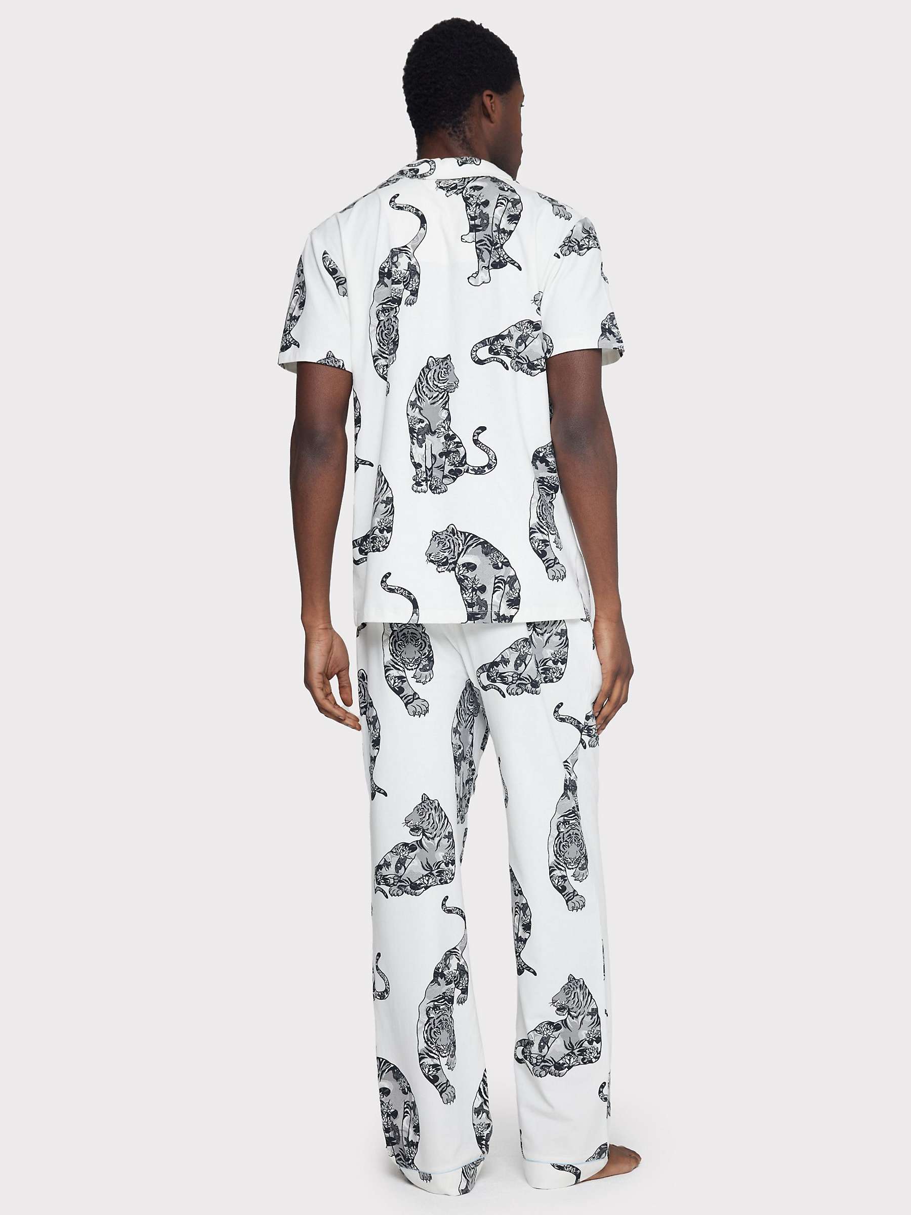 Buy Chelsea Peers Organic Cotton Tiger Print Pyjama Set, Off White Online at johnlewis.com