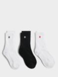 Sweaty Betty Organic Cotton Blend Essential Ankle Socks, Pack of 3, White/Black