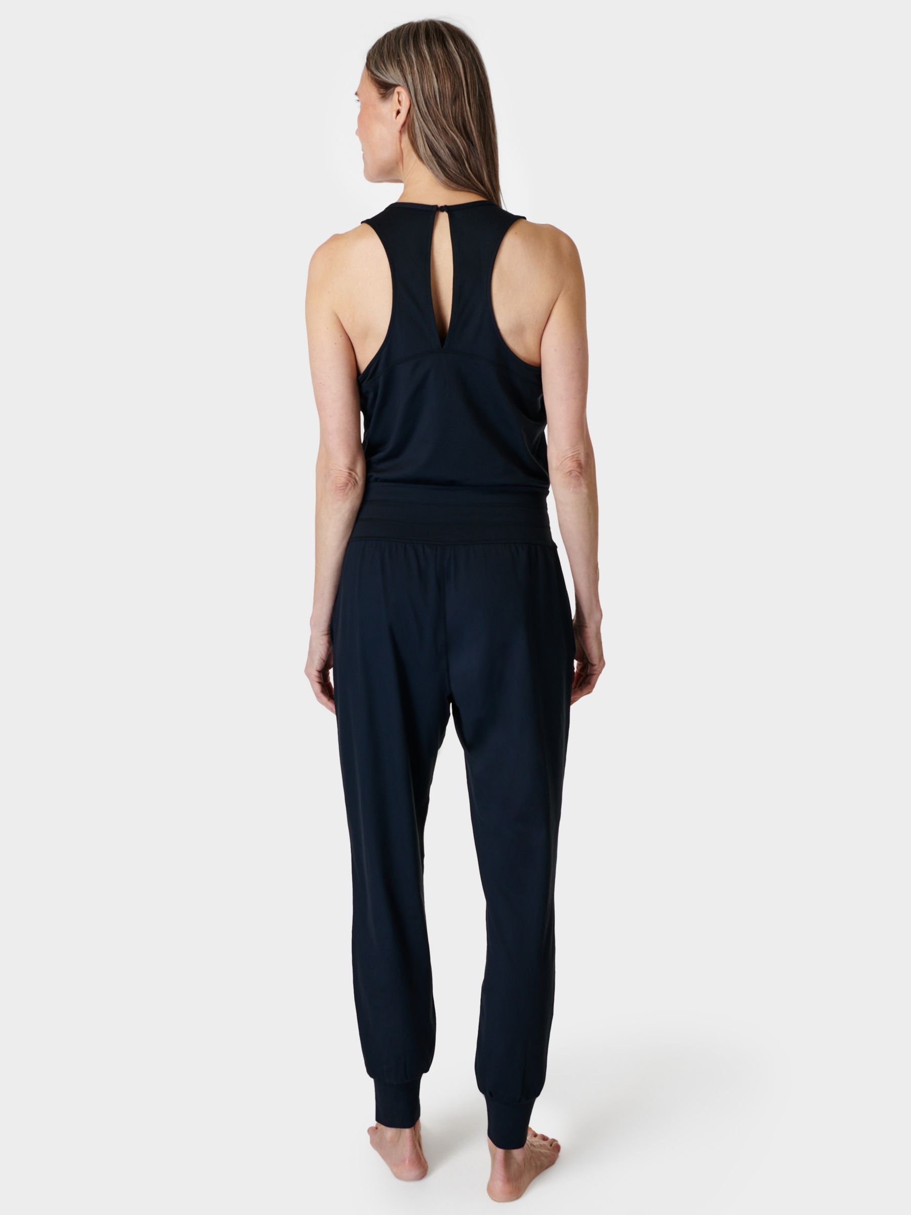 Sweaty Betty Gaia Yoga Jumpsuit, Black at John Lewis & Partners