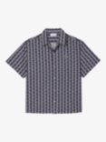 Lacoste Short Sleeve Monogram Print Shirt, Blue/Multi, Blue/Multi